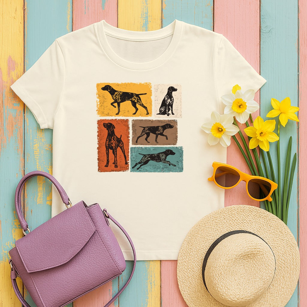 Heritage Pointer Dog Silhouettes T-Shirt in Natural