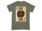Queen of Hearts playing card featuring two corgis wearing crowns and ornate robes.