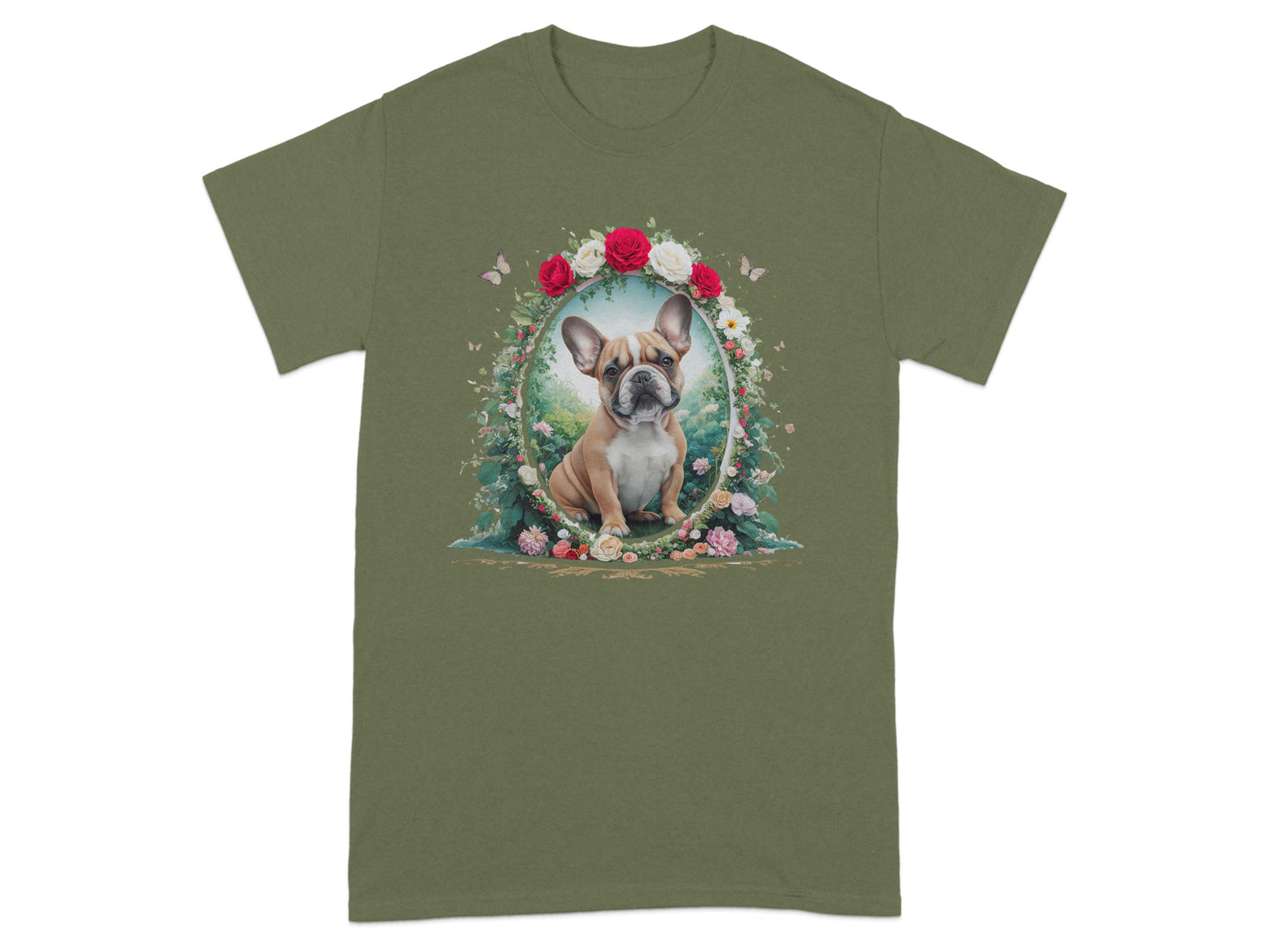 Cute French Bulldog with Roses T-shirt product type