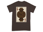 Brown t-shirt featuring a King of Hearts playing card with a Labrador dog.