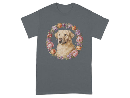 Artistic Dog and Floral Design Graphic T-shirt product type