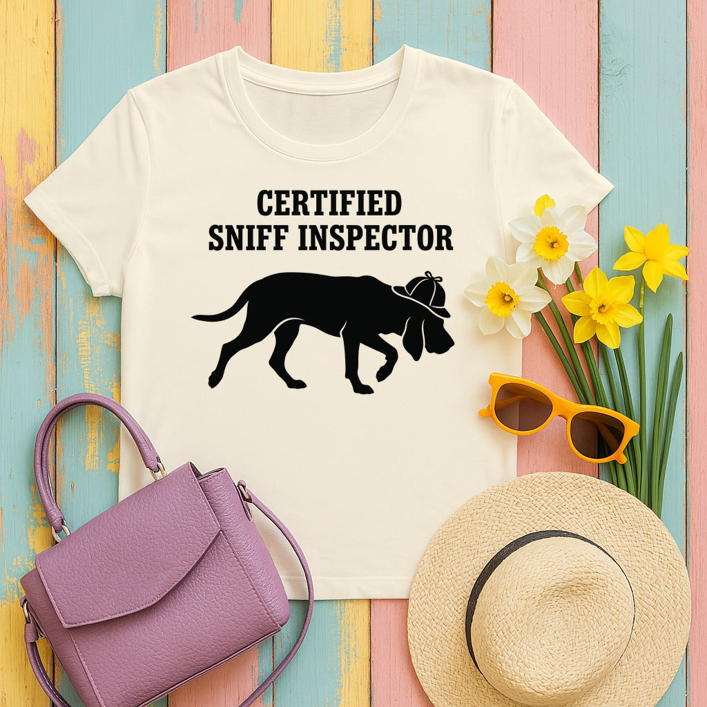 Certified Sniff Inspector Bloodhound T-Shirt in Natural