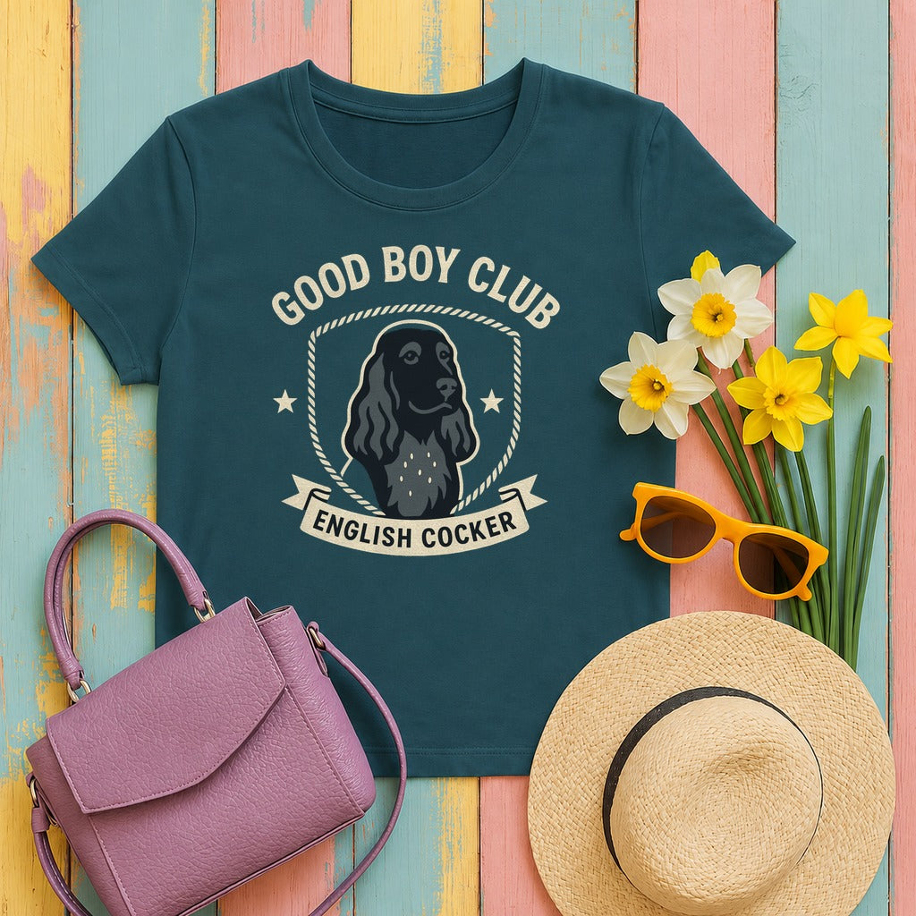 English Cocker Good Boy Club Tee in Heather Deep Teal