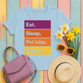Eat Sleep Pet labs Repeat T-Shirt in Light Blue
