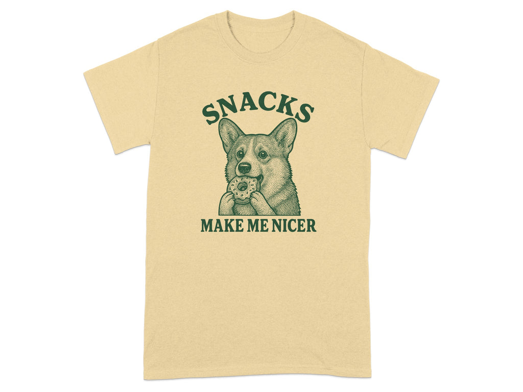Snacks Make Me Nicer Cute Dog Graphic Tee