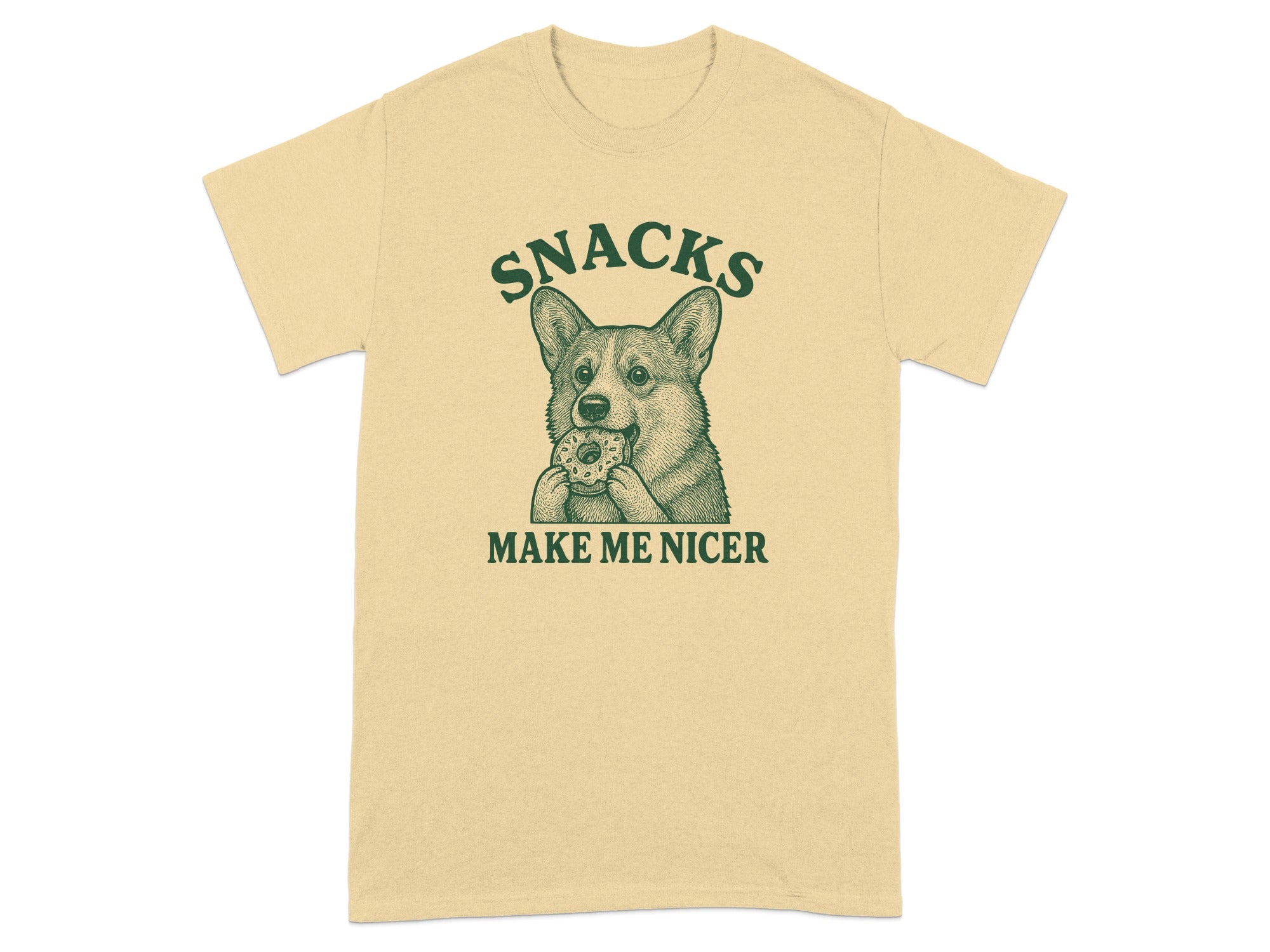 Snacks Make Me Nicer Cute Dog Graphic Tee