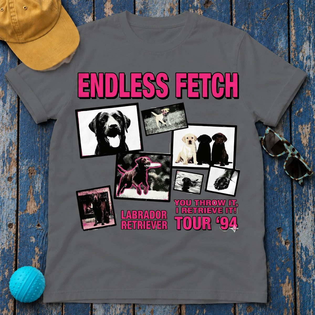 Endless Fetch Labrador Retriever Tour '94 Graphic T-Shirt in Graphite Heather