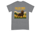 Chocolate lab on a grassy field, with text "CALLED ONCE, THOUGHT ABOUT IT."