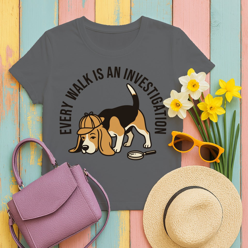 Every Walk Tracking Beagle T-Shirt in Graphite Heather