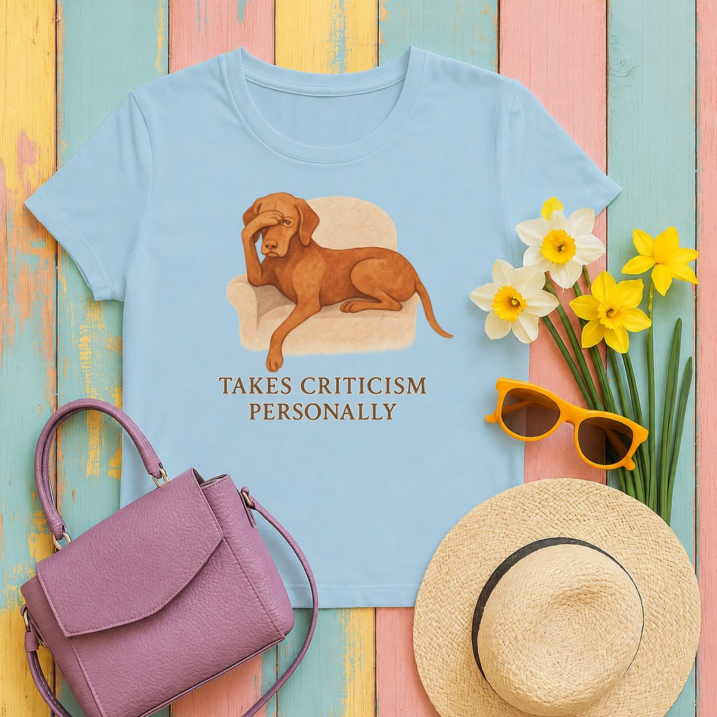 Vizsla Takes Criticism Personally Tee in Light Blue