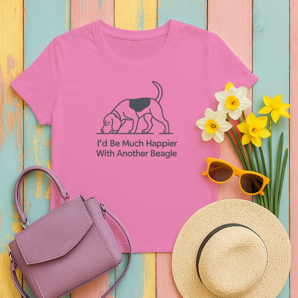 Happier With Another Beagle T-Shirt in Azalea