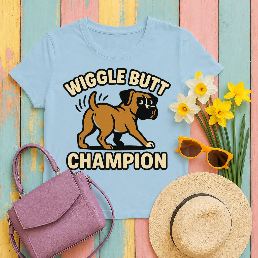 Wiggle Butt Boxer T-Shirt in Light Blue