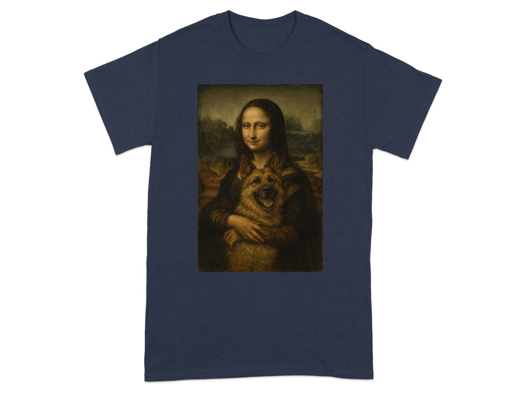 Mona Lisa with Dog Funny Graphic Design T-Shirt