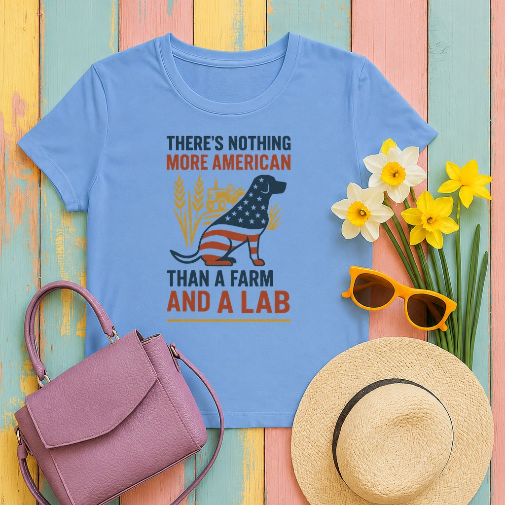 There's Nothing More American Than A Farm And A Lab T-Shirt in Carolina Blue