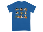 Cartoon beagles digging, planting, and playing with gardening items.
