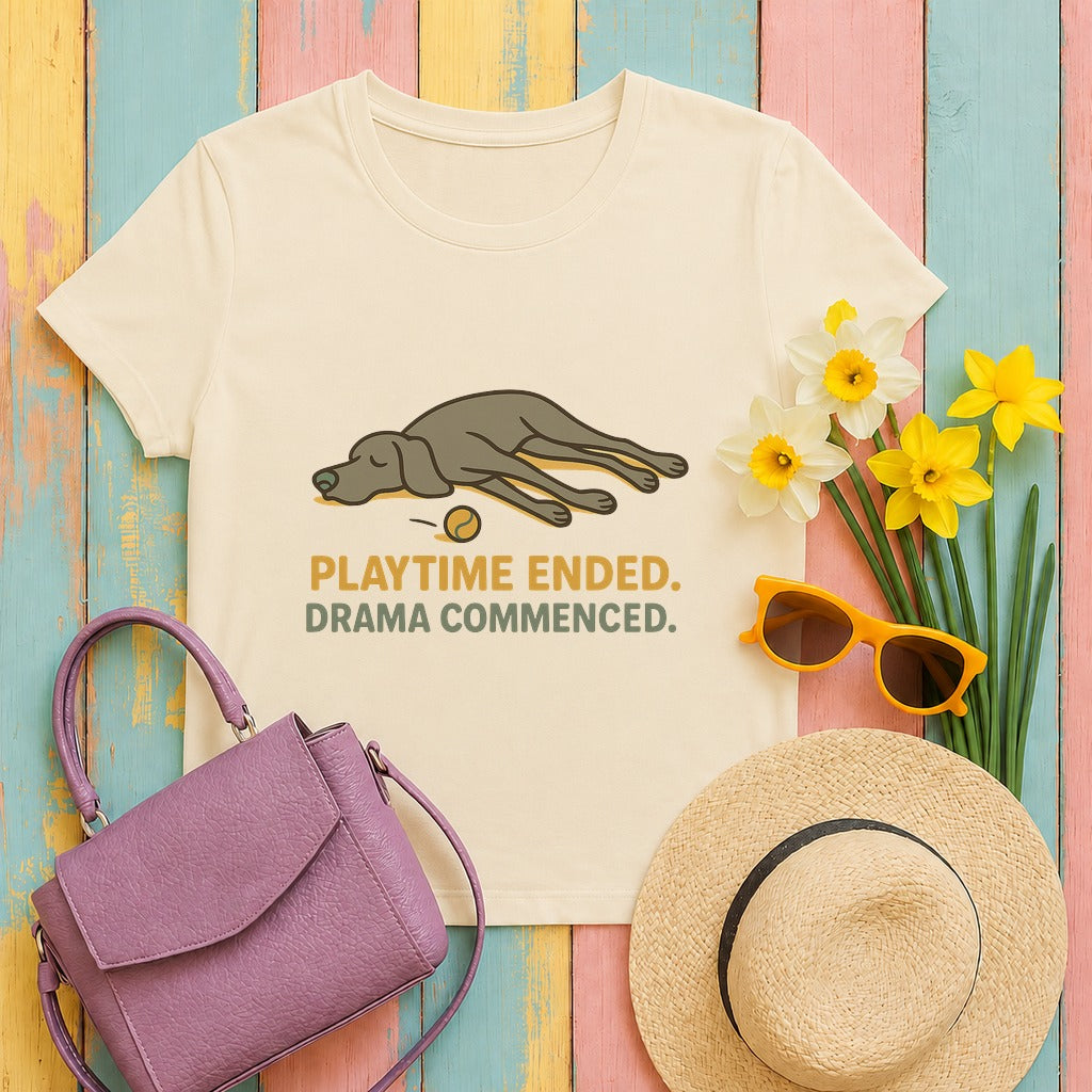 weimaraner drama-flop tee flat lay hero