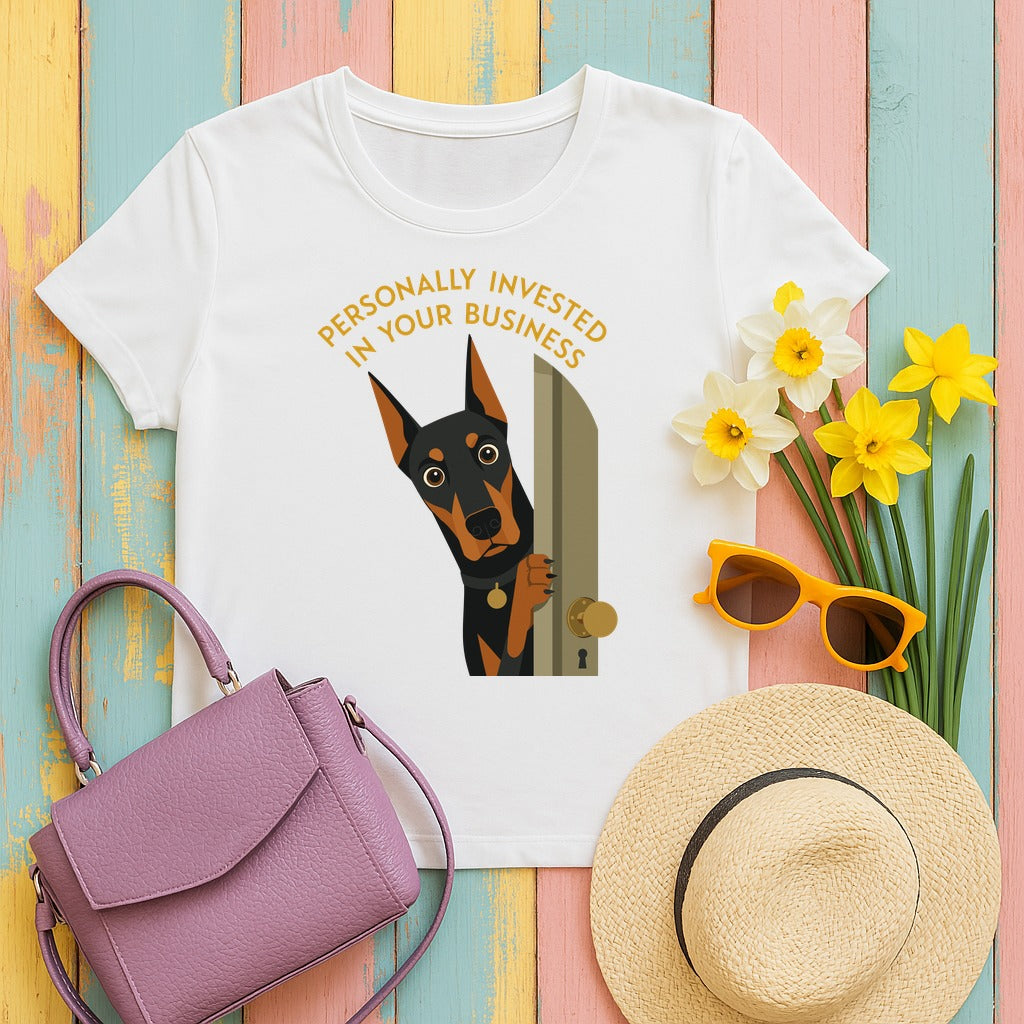 Personally Invested Doberman T-Shirt in White