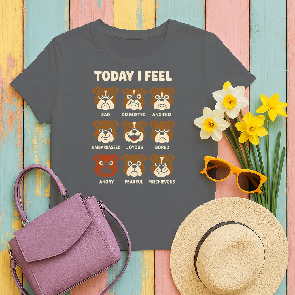 Today I Feel Bulldog Expression T-Shirt in Graphite Heather