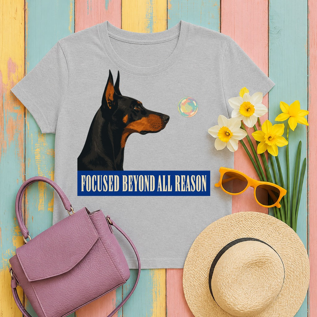 Focused Beyond Reason Doberman T-shirt in Sport Grey