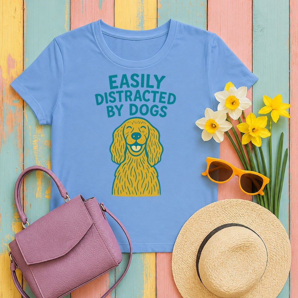 Easily Distracted By Dogs T-Shirt in Carolina Blue