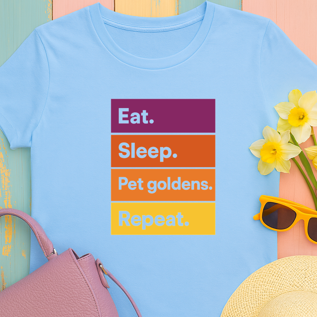 Color Block Unisex Tee - Eat, Sleep, Pet Goldens, Repeat TShirt