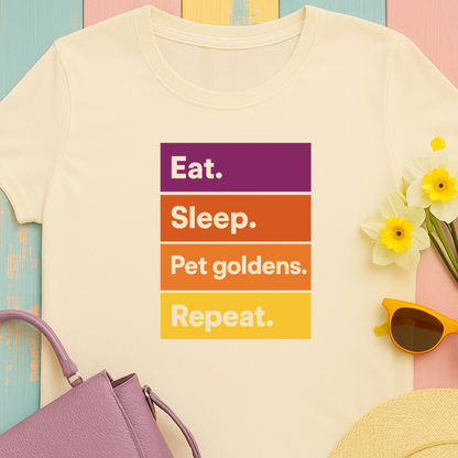 Color Block Unisex Tee - Eat, Sleep, Pet Goldens, Repeat TShirt