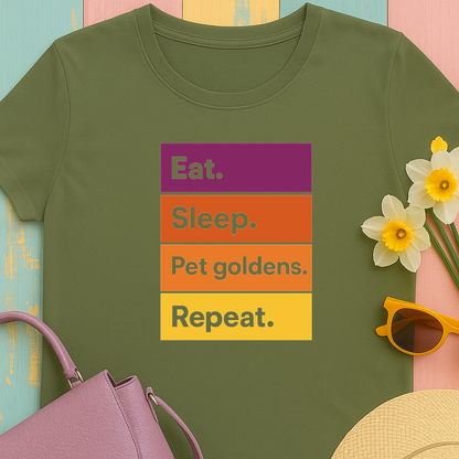 Color Block Unisex Tee - Eat, Sleep, Pet Goldens, Repeat TShirt