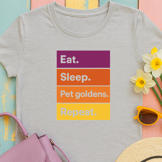 Color Block Unisex Tee - Eat, Sleep, Pet Goldens, Repeat TShirt