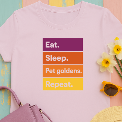 Color Block Unisex Tee - Eat, Sleep, Pet Goldens, Repeat TShirt