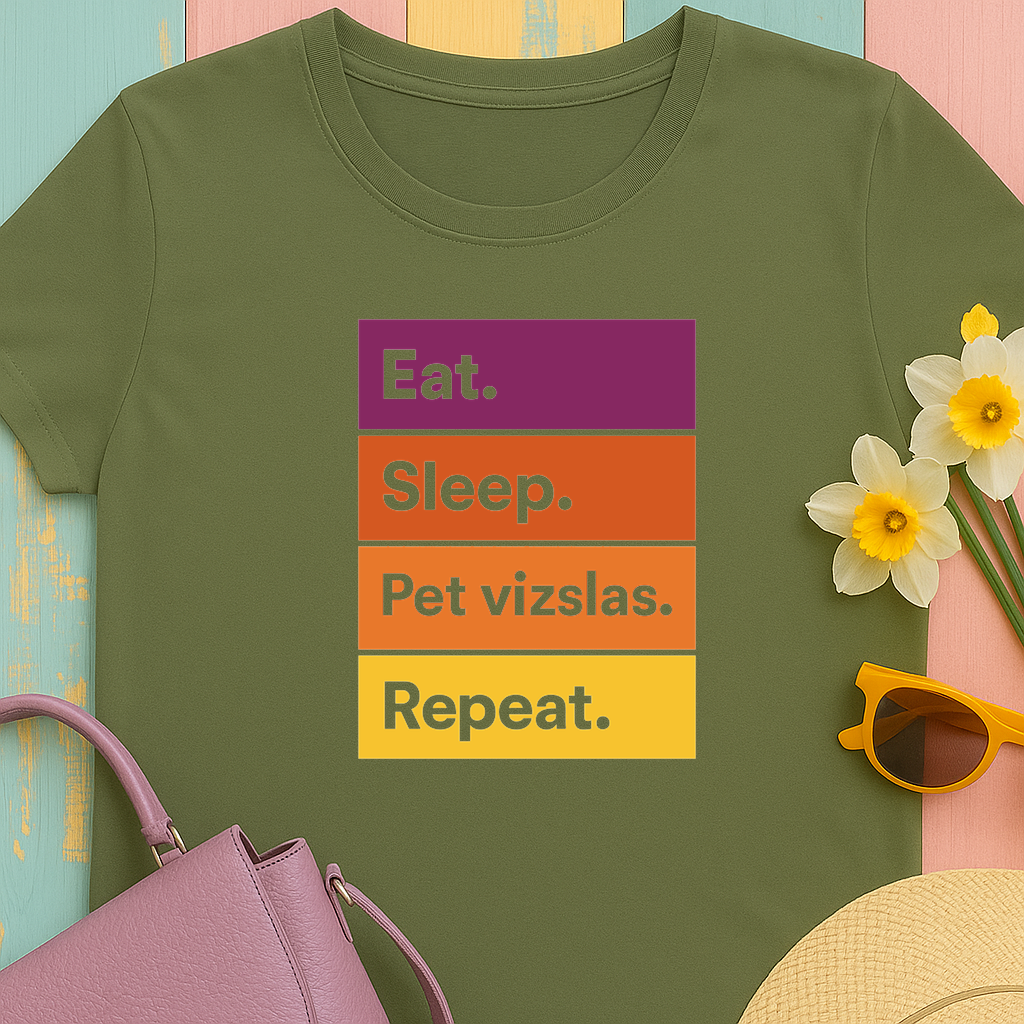 Color Block Unisex Tee - Eat, Sleep, Pet Vizslas, Repeat T-Shirt