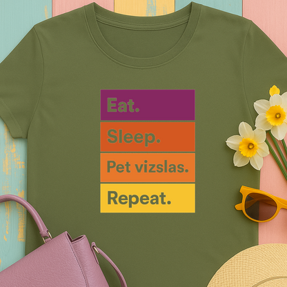 Color Block Unisex Tee - Eat, Sleep, Pet Vizslas, Repeat T-Shirt