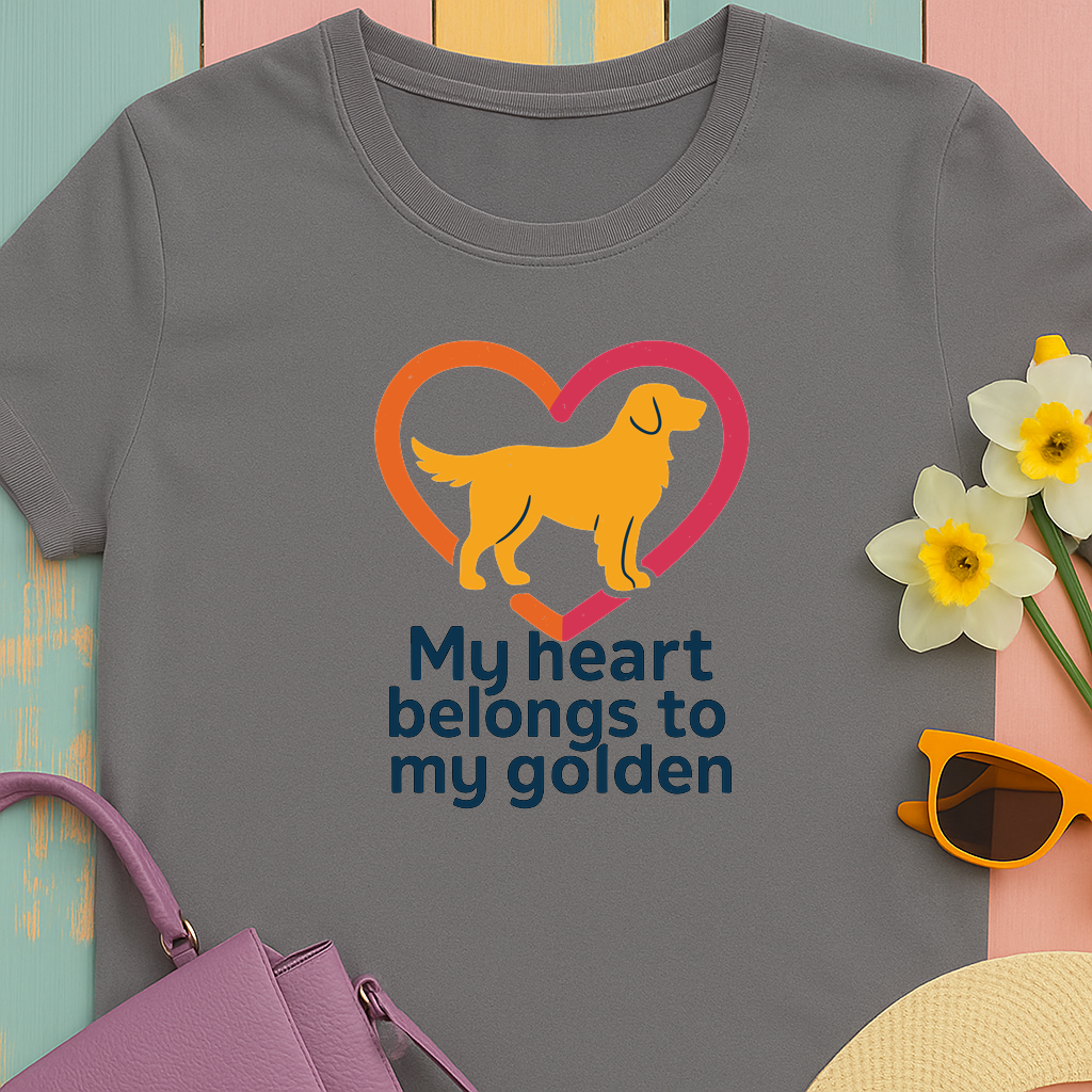 Golden Retriever "My heart belongs to my golden" t-shirt