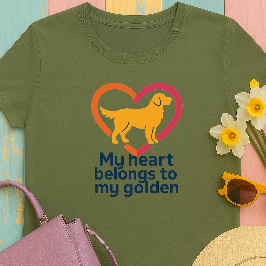 Golden Retriever "My heart belongs to my golden" t-shirt
