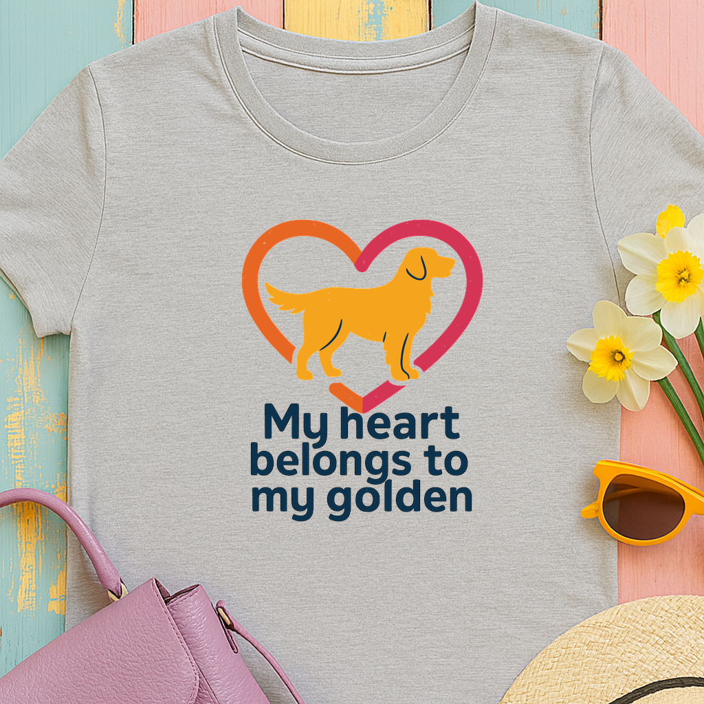 Golden Retriever "My heart belongs to my golden" t-shirt