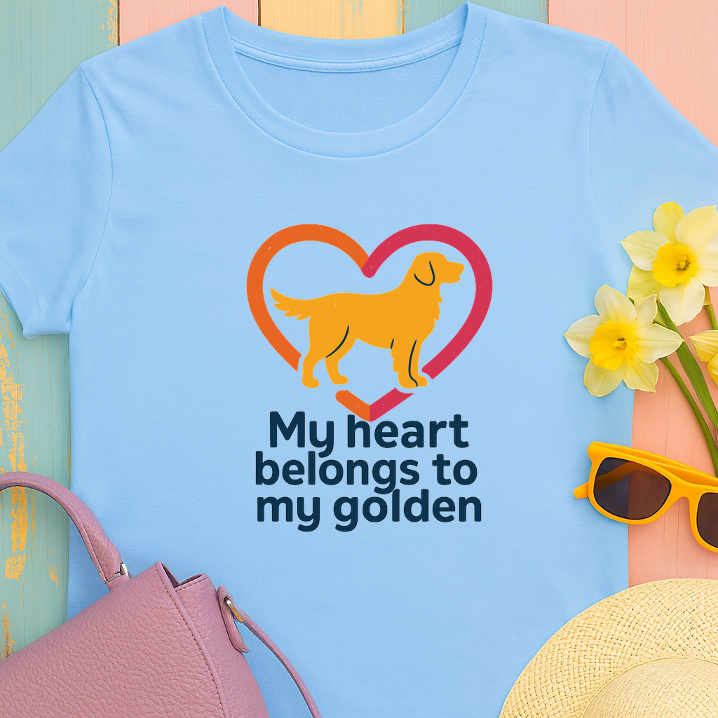 Golden Retriever "My heart belongs to my golden" t-shirt