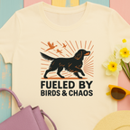 Graphic Tee: Gordon Setter "Fueled by Birds and Chaos" T-shirt