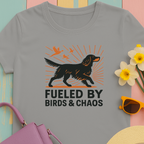 Graphic Tee: Gordon Setter "Fueled by Birds and Chaos" T-shirt