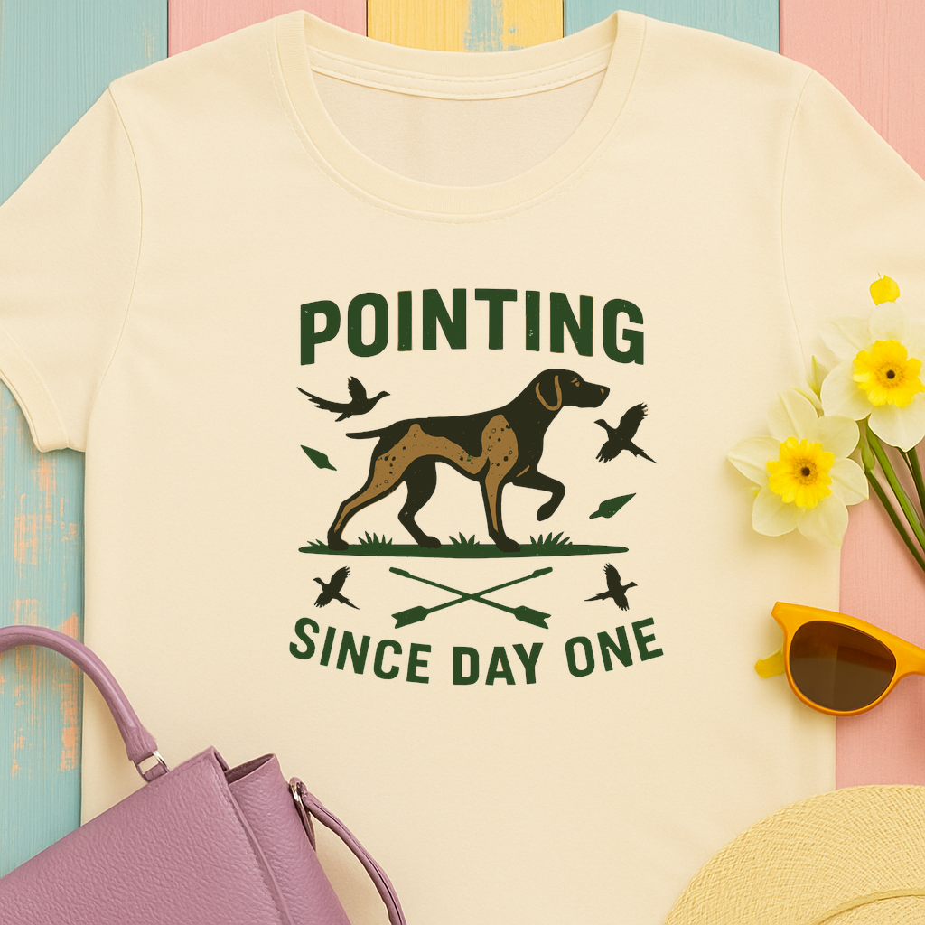 German Shorthaired Pointer 'Pointing since day one' t-shirt