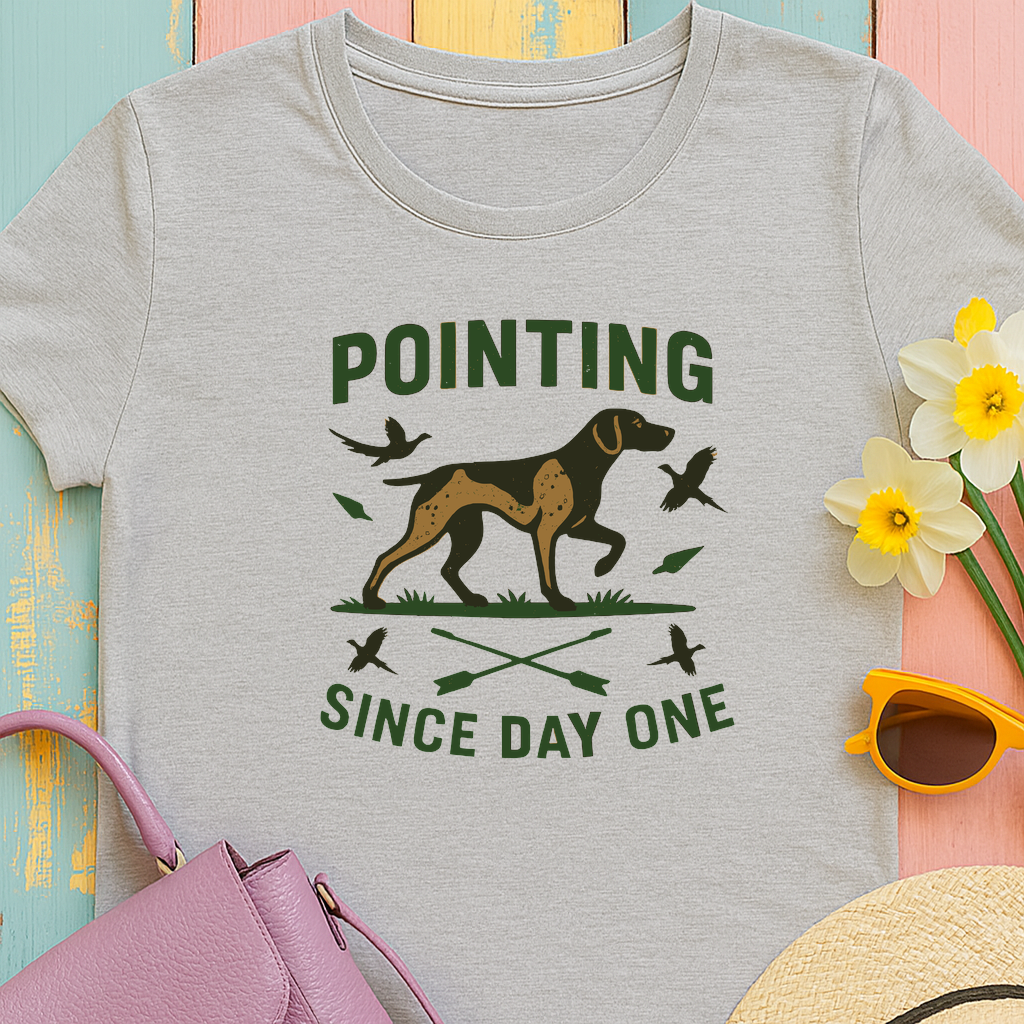 German Shorthaired Pointer 'Pointing since day one' t-shirt