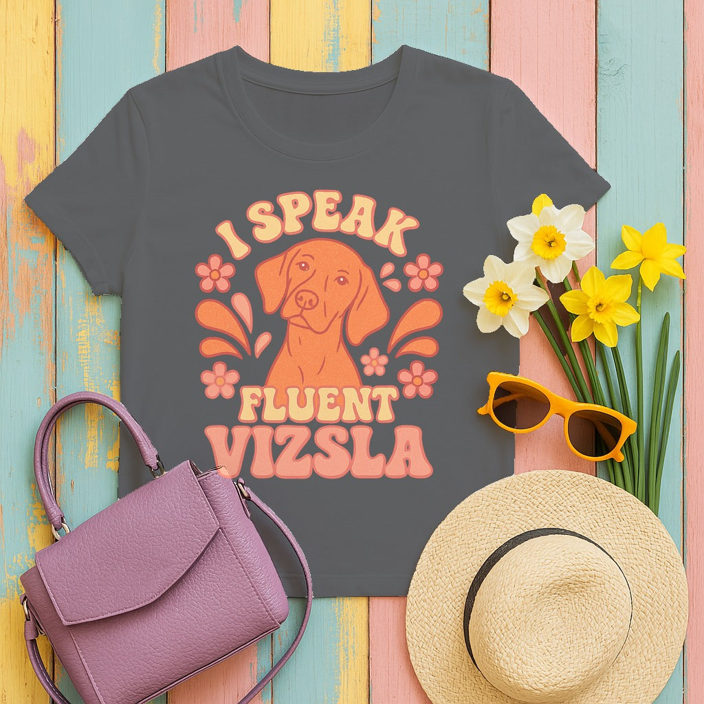 I Speak Fluent Vizsla T-Shirt in Graphite Heather