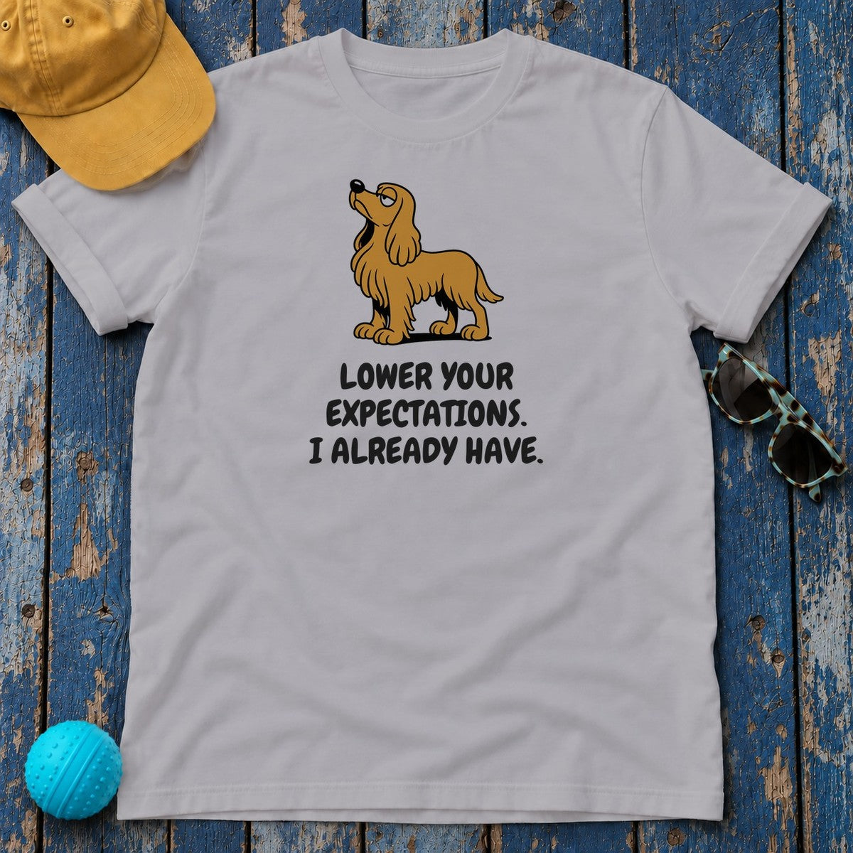 Sussex Spaniel Lower Your Expectations Tee in Athletic Heather