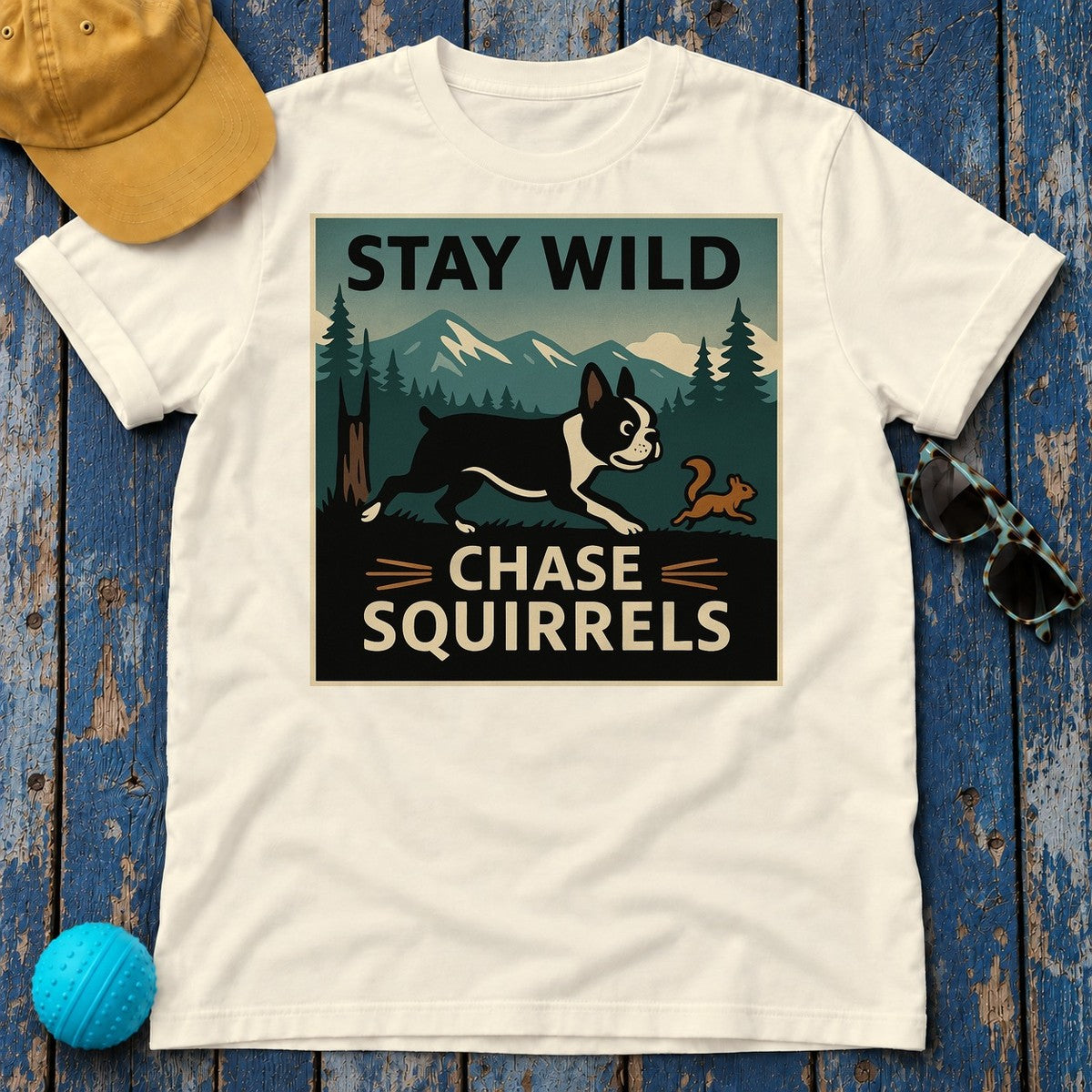 Stay Wild Boston Terrier T-shirt in Natural