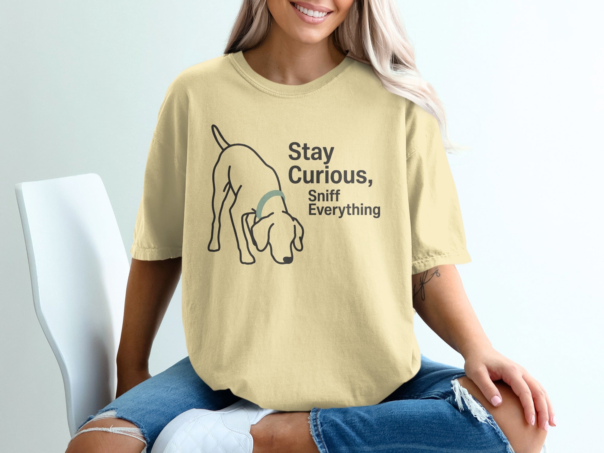 Stay Curious Sniff Everything Dog Graphic T-shirt