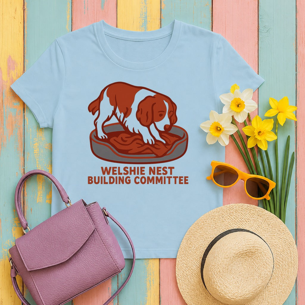 Welsh Springer Spaniel Nest Building Committee T-shirt in Light Blue