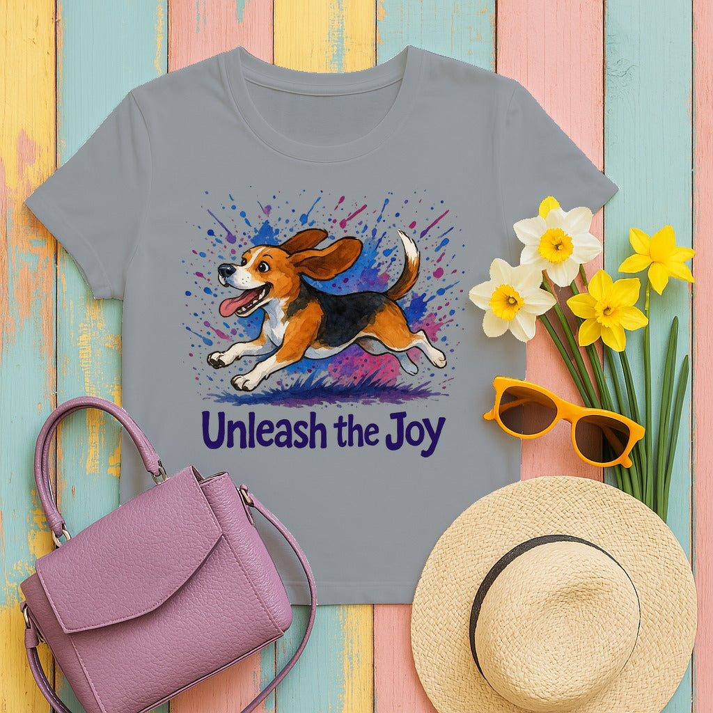 Unleash the Joy Watercolor Beagle T-Shirt in Gravel