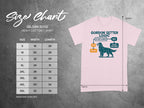 Gildan 5000 size chart with Gordon Setter logic design on a pink t-shirt.