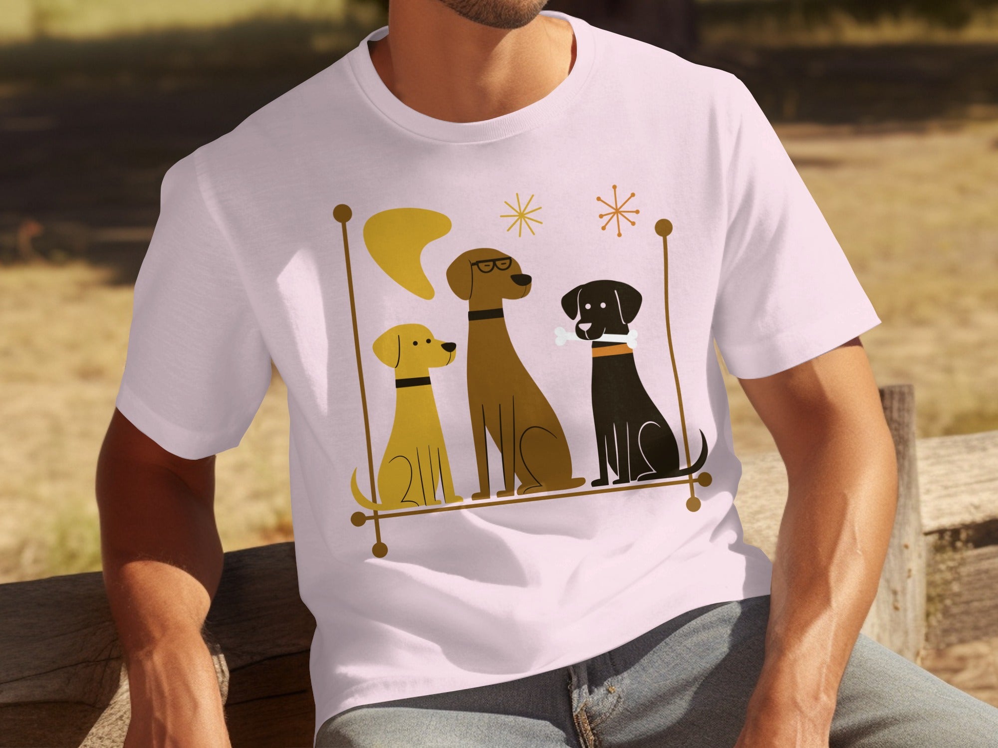 Stylish Retro Dogs Graphic T-shirt with Cool Design