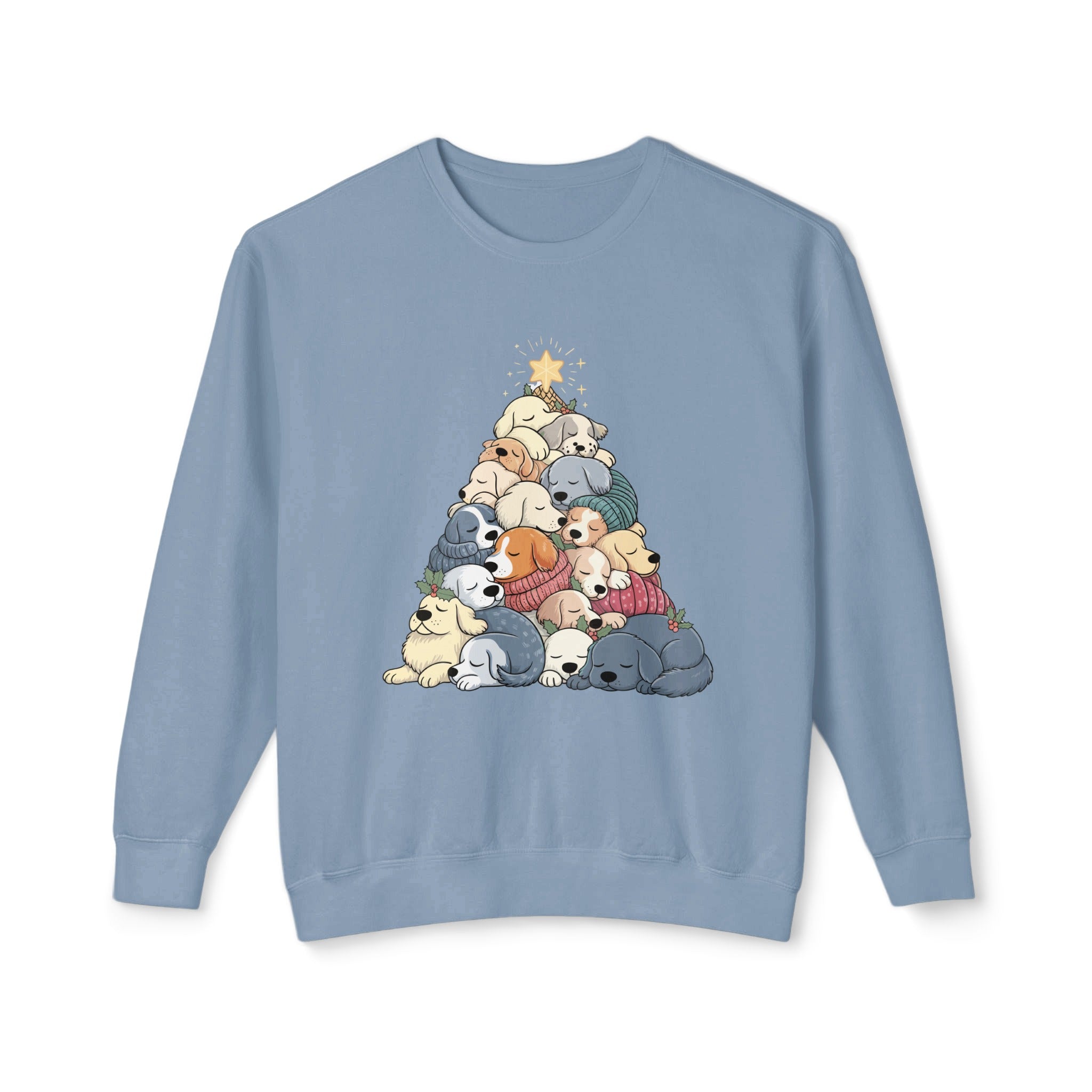Festive Dog Pile Christmas Sweatshirt Holiday product type