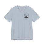 Upside Down Sleeping Greyhound Back Print Tee in Light Blue, front pocket