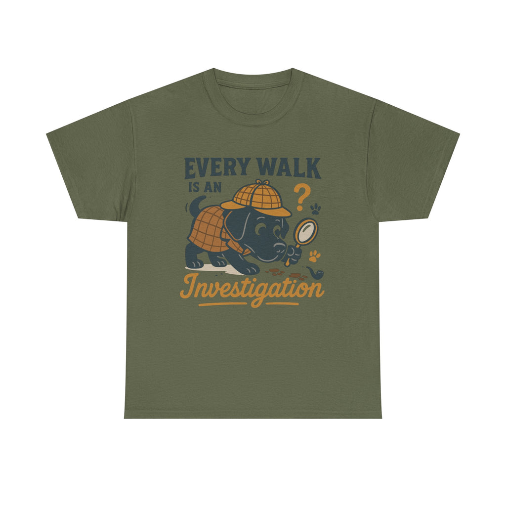 Black Lab "Every Walk is an Investigation" Cartoon Tee